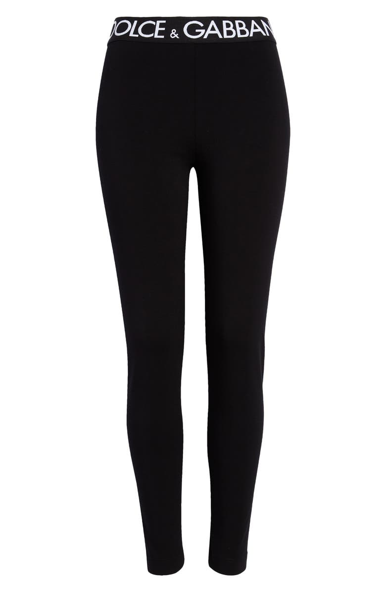 Dolce&Gabbana Logo Waistband Jersey Leggings, Main, color, 