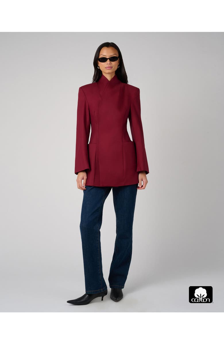 WeWoreWhat Hour Glass Blazer Jacket, Alternate, color, Dark Cherry