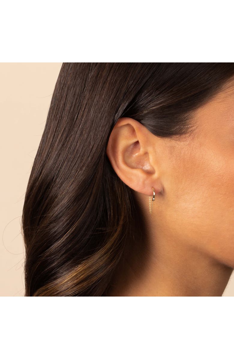 BY ADINA EDEN Diamond Bezel Curved Bar Front Back Chain Stud Earring 14K, Alternate, color,