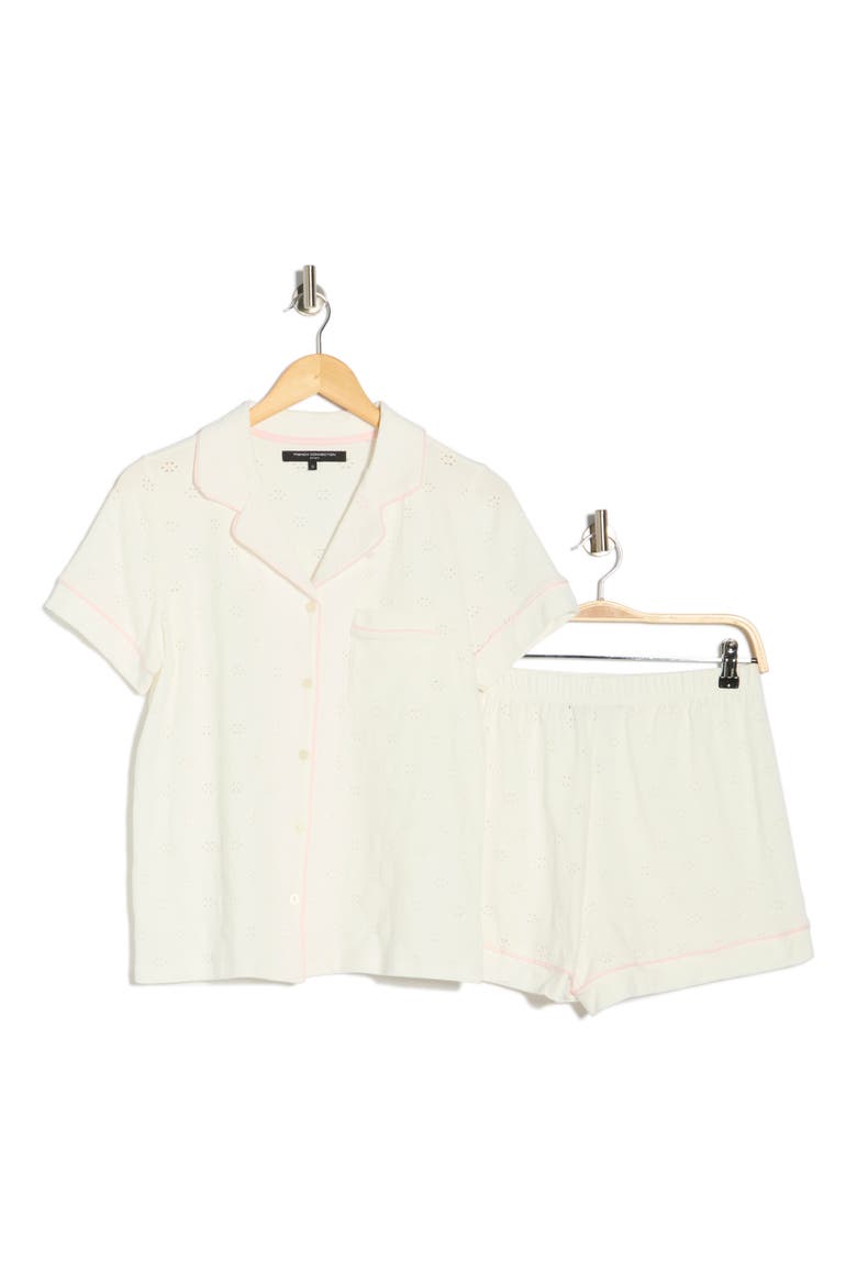 Eyelet Short Pajamas, Alternate, color, OFF WHITE