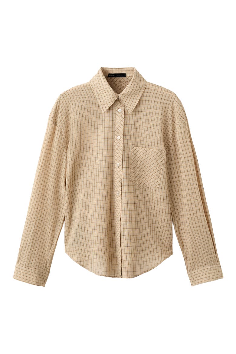 Checkered Cotton Button-Up Shirt, Main, color, BROWN