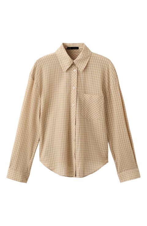 Checkered Cotton Button-Up Shirt