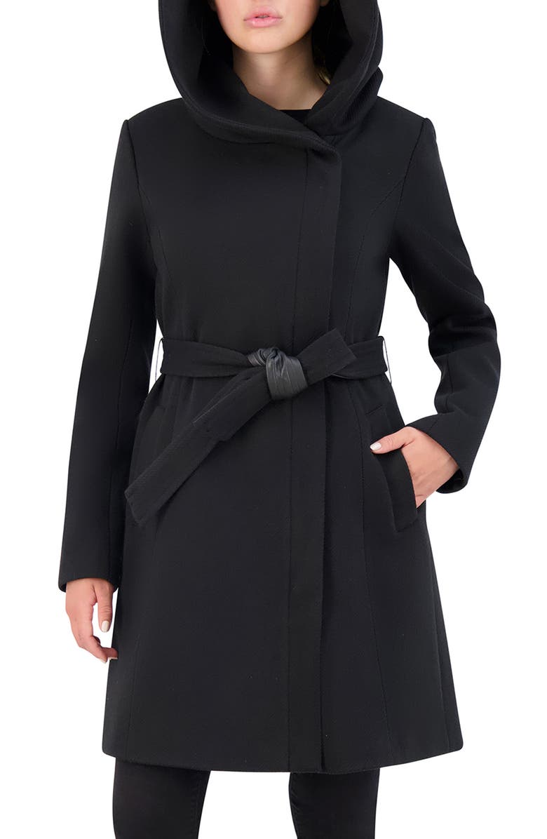 Cole Haan Twill Belted Coat, Main, color, Black