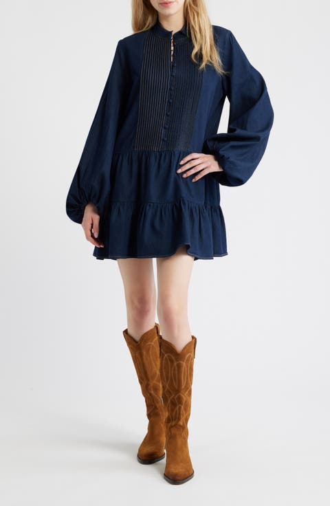 Antonia Long Sleeve Chambray Minidress