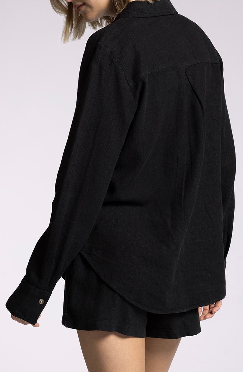 Thread & Supply Farrah Linen Blend Button-Up Shirt, Alternate, color, Black Shadow