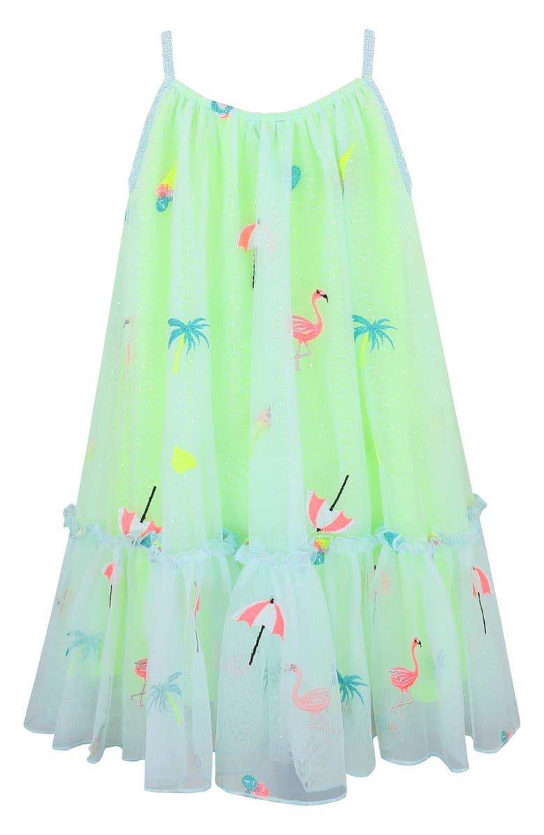 Zunie Kids' Embroidered Mesh Dress, Main, color, Yellow