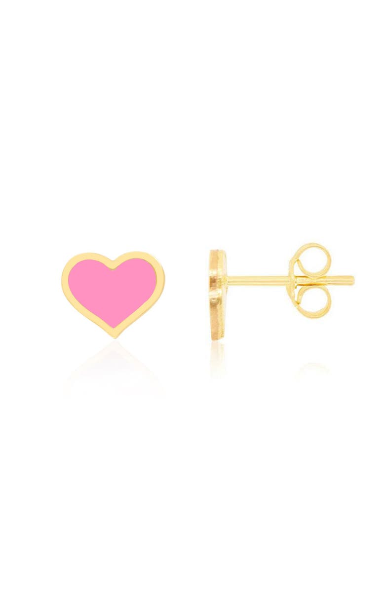 The Lovery Fine Jewelry Large Bubblegum Pink Heart Stud Earrings, Main, color, Bubblegum Pink