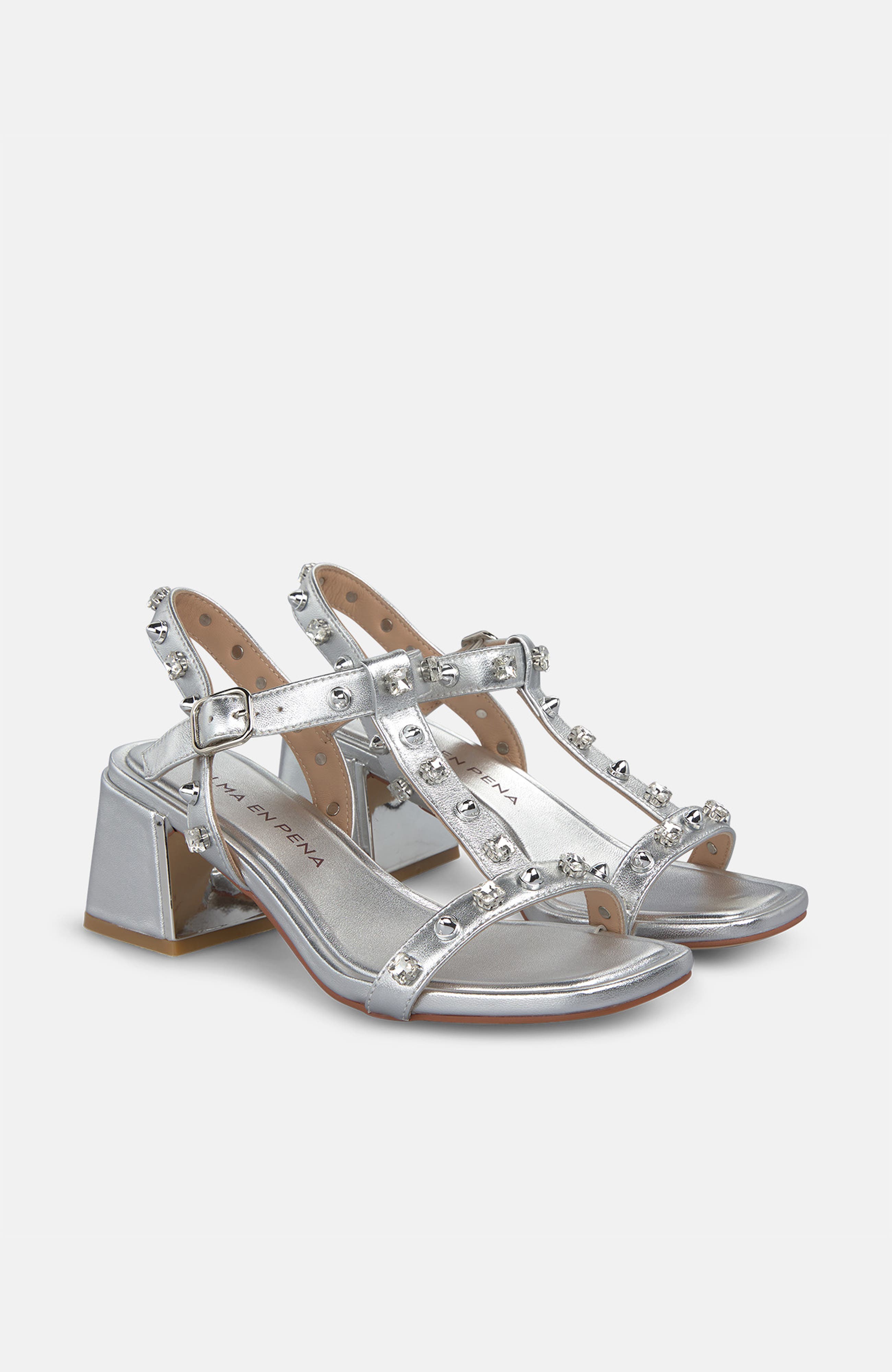 Metallic Sandal Rhinestones, Alternate, color, Silver