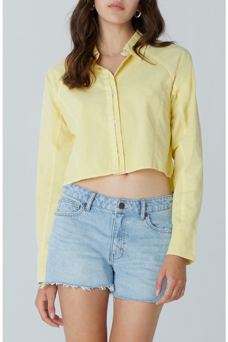 Colette Cotton Cropped Button-Up Shirt, Main, color, CITRINE