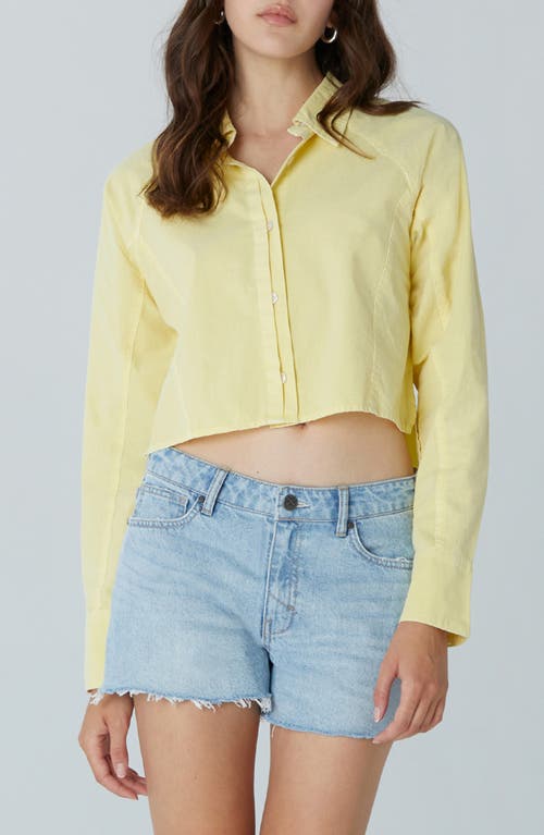 Unpublished Colette Cotton Cropped Button-up Shirt In Yellow