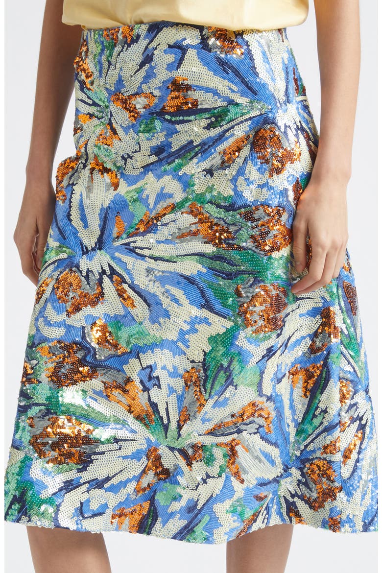 Sequin Embroidered Floral Skirt, Alternate, color, ABSTRACT FLOWERS BLUE/ OR