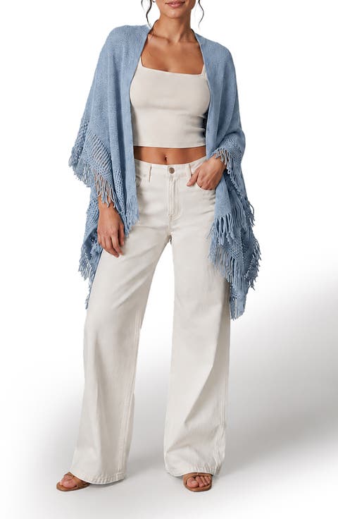 Embroidery Fringed Ruana
