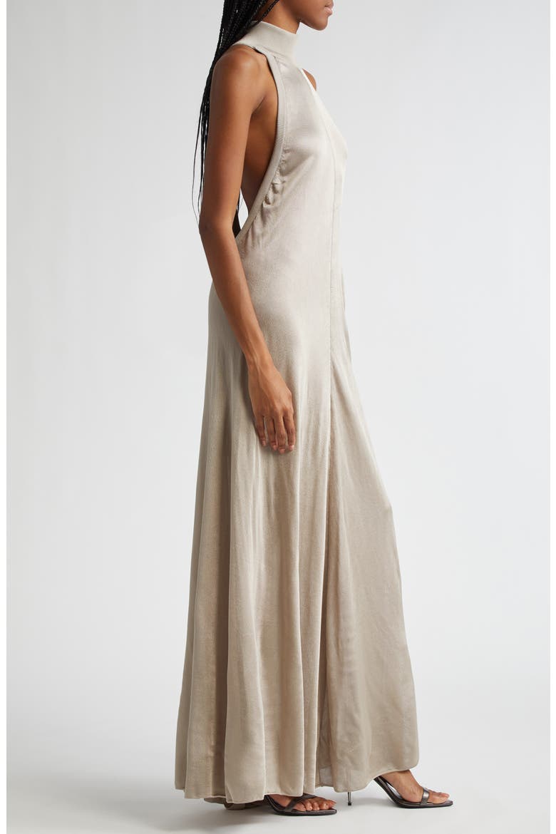 Halter Neck Knit Gown, Alternate, color, IG021 GREY SNOW