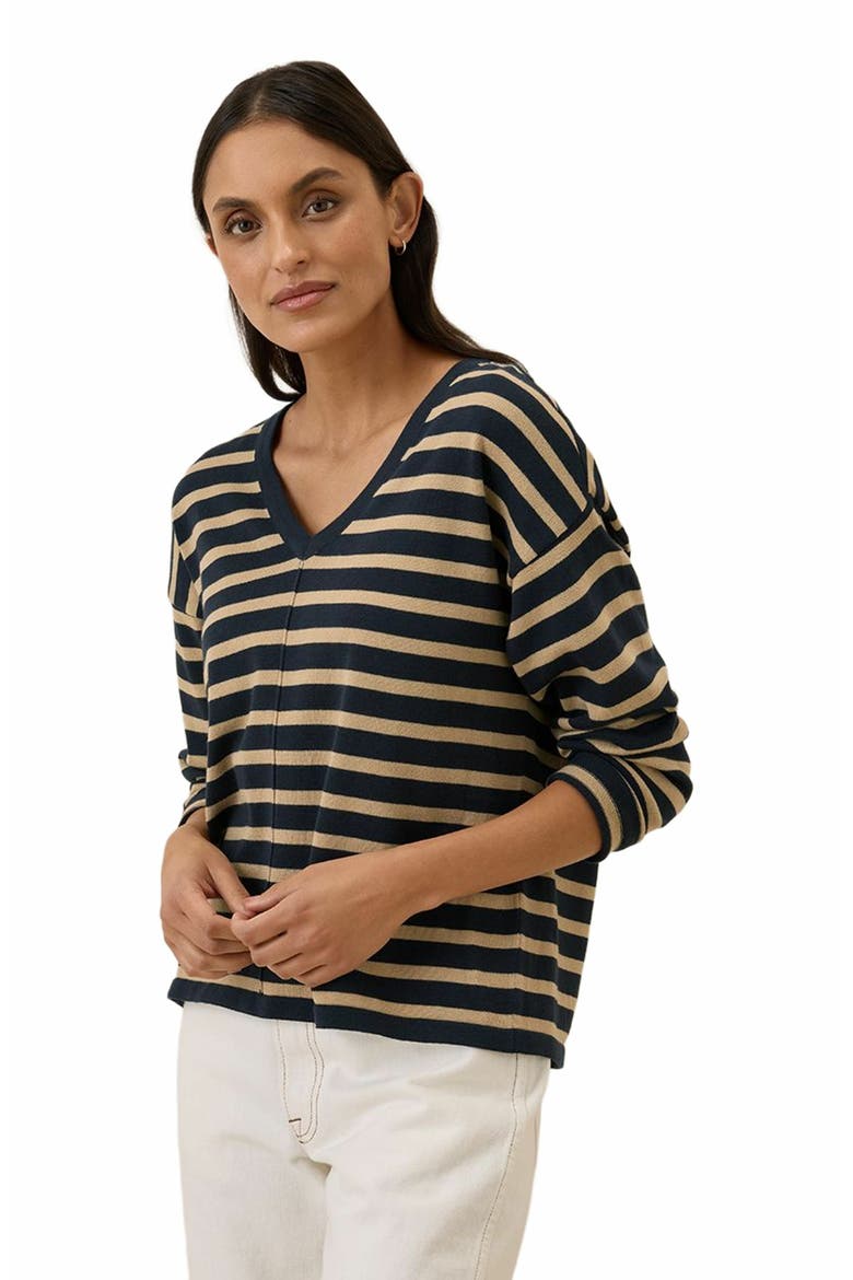 Organic Cotton Classic Fine Knit Relaxed Sweater, Alternate, color, Encinitas Stripe Midnight Blue