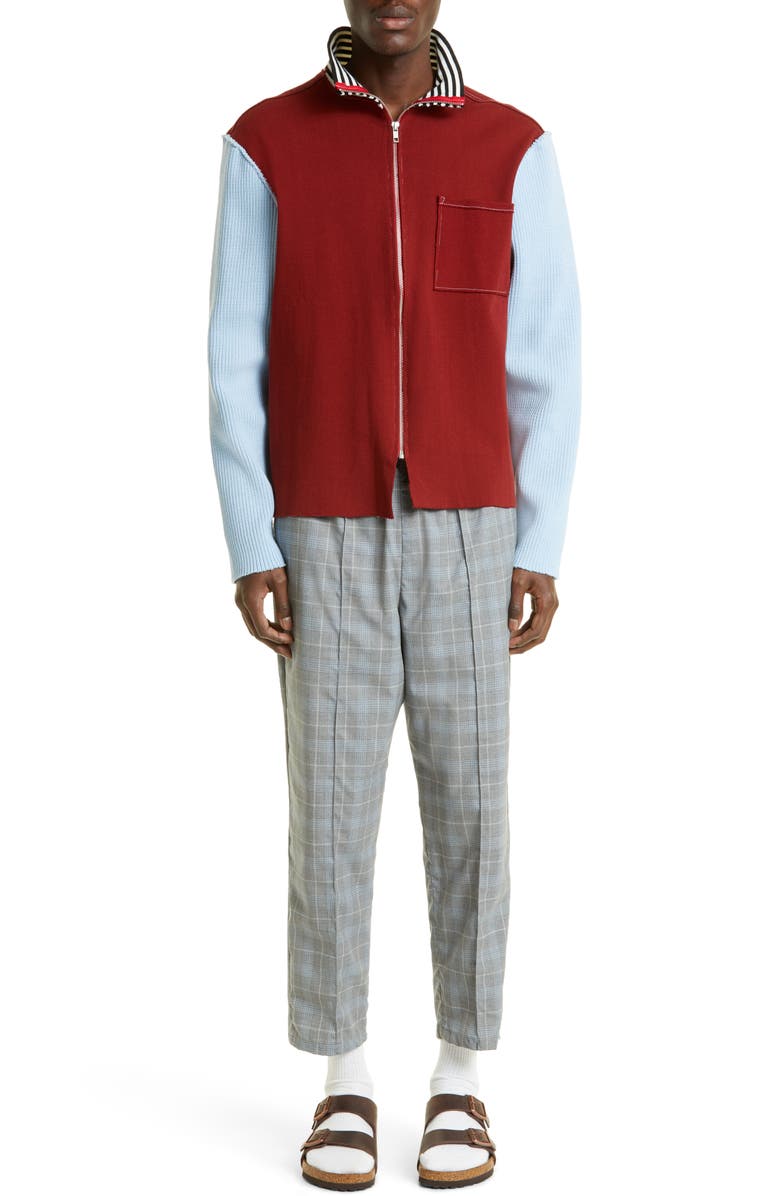 Camiel Fortgens Zip-Up Mixed Knit Sweater, Alternate, color, 