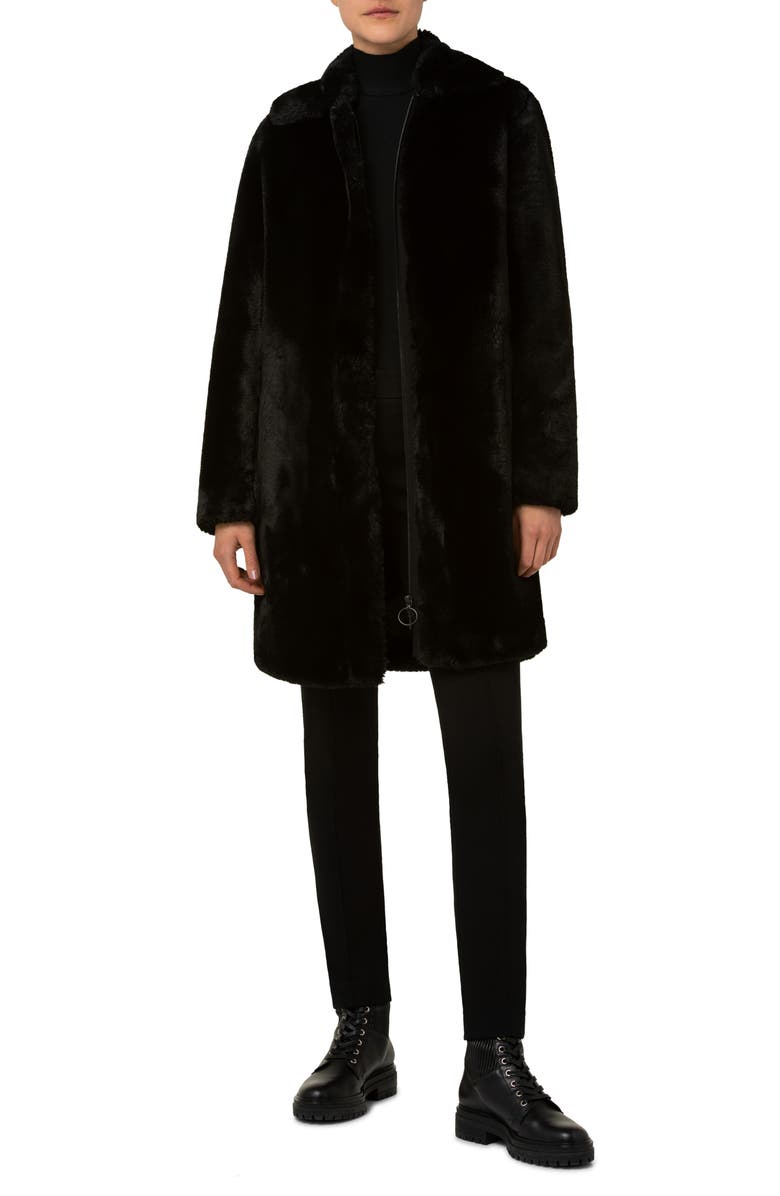 Akris punto Faux Fur Coat, Alternate, color, Black
