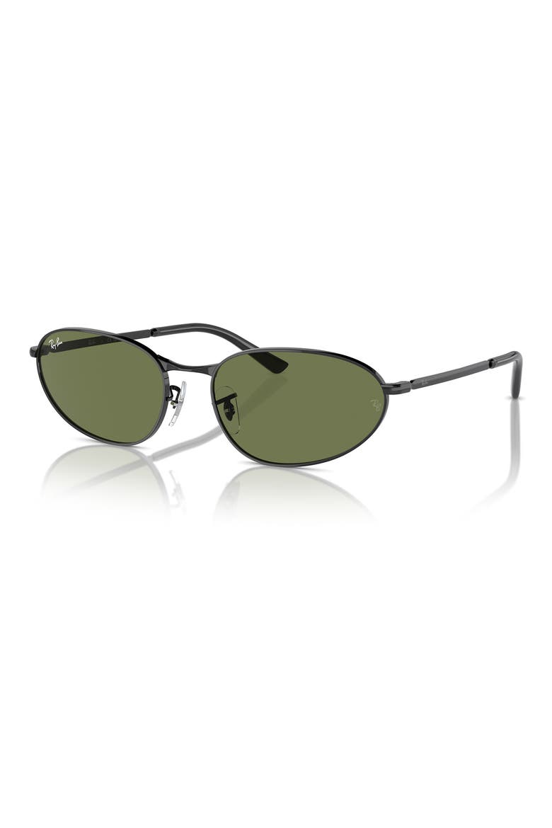 56mm Oval Sunglasses, Alternate, color, BLACK