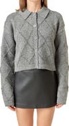 English Factory Argyle Metallic Collared Cardigan