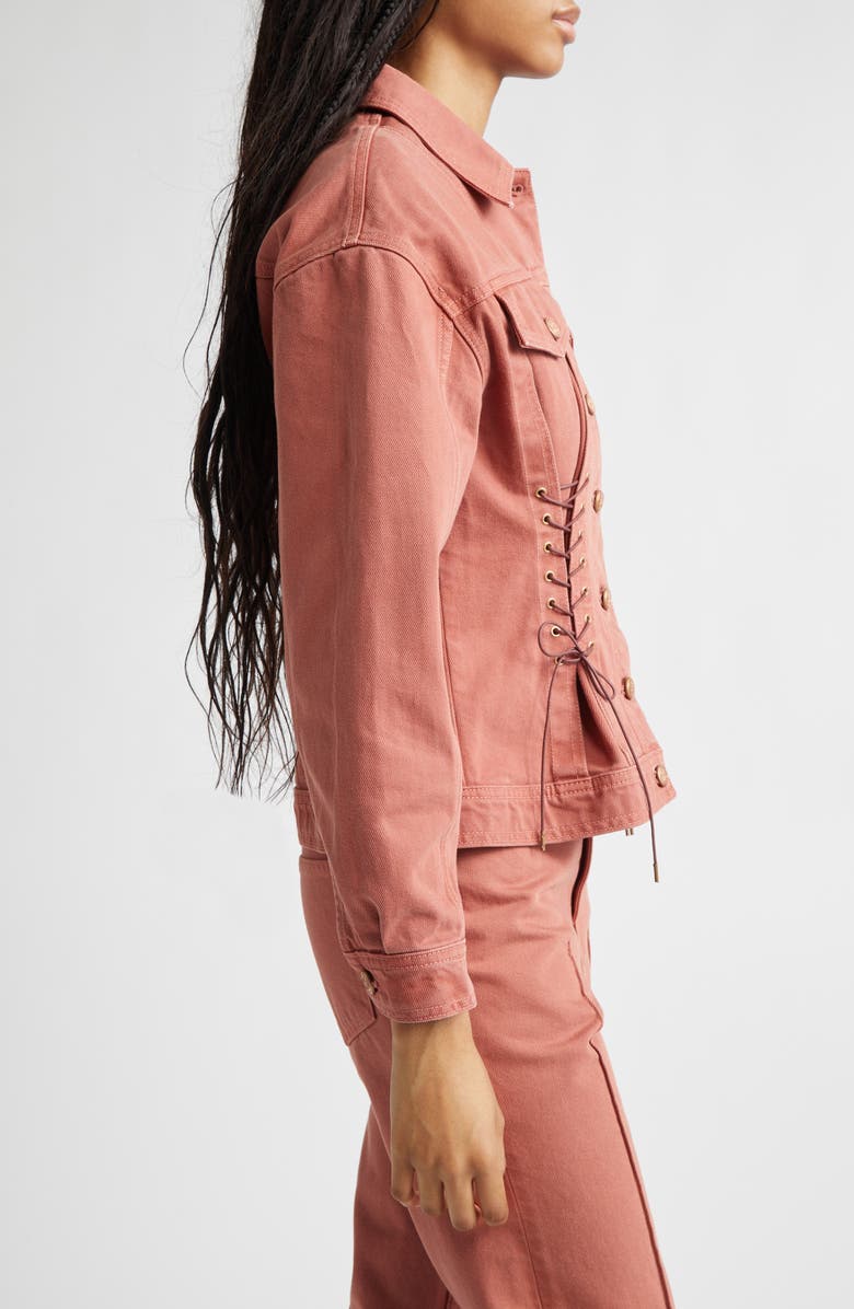 Ulla Johnson The Naomi Denim Trucker Jacket, Alternate, color, Garden Rose