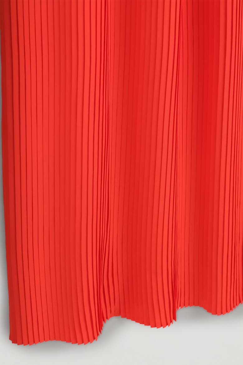 Gathered Pleated V-neck Maxi Dress, Alternate, color, ORANGE