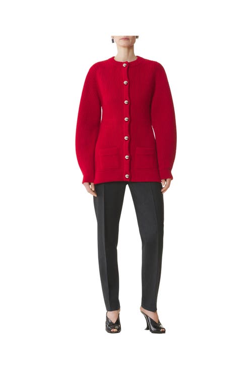 Lanvin Knitted Cardigan With Jeweled Buttons In Red