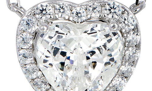 Savvy Cie Jewels Cubic Zirconia Heart Halo Pendant Necklace In Metallic