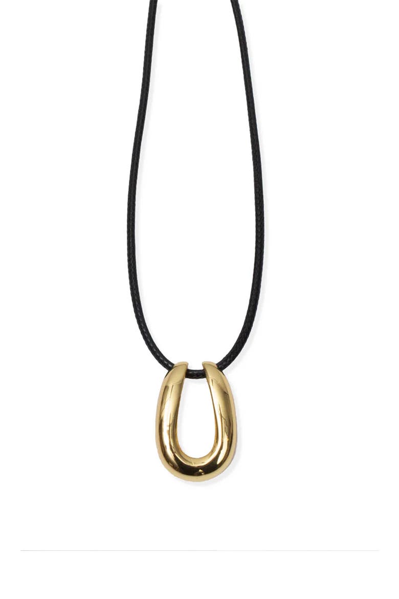 Serena Horseshoe Pendant Cord Necklace, Main, color, GOLD