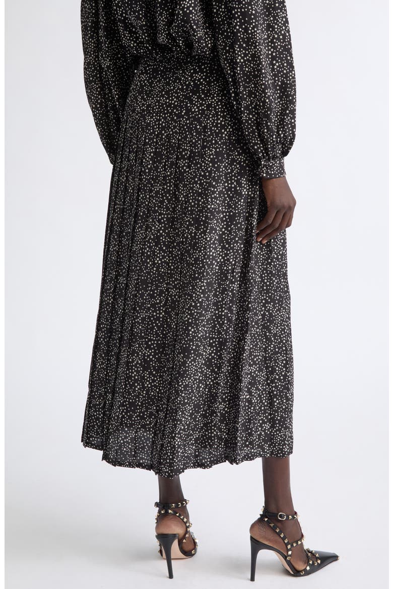 Starry Silk Crêpe de Chine Skirt, Alternate, color, BLACK/ CREAM