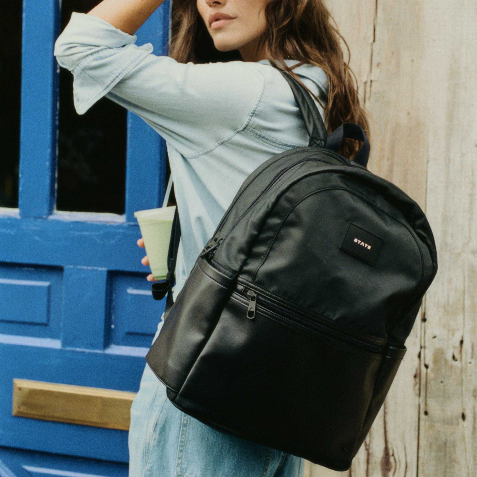 Evans Double Pocket Black Backpack, Alternate, color, Black