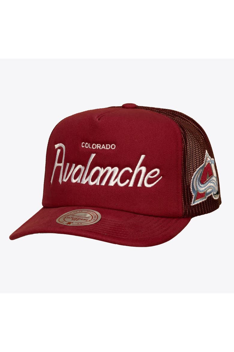 Men's Mitchell & Ness Burgundy Colorado Avalanche Head Coach Trucker Adjustable Hat, Main, color, Burgundy