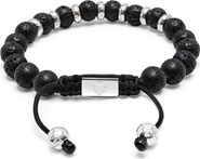 Nialaya Sterling Silver Lava Stone Beaded Bracelet