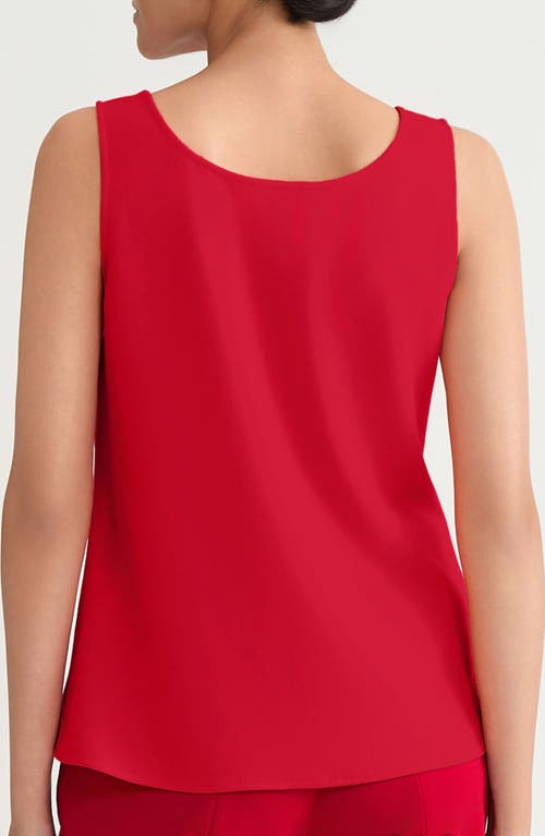 Ming Wang Deco Scoop Neck Stretch Crepe Tank In Red