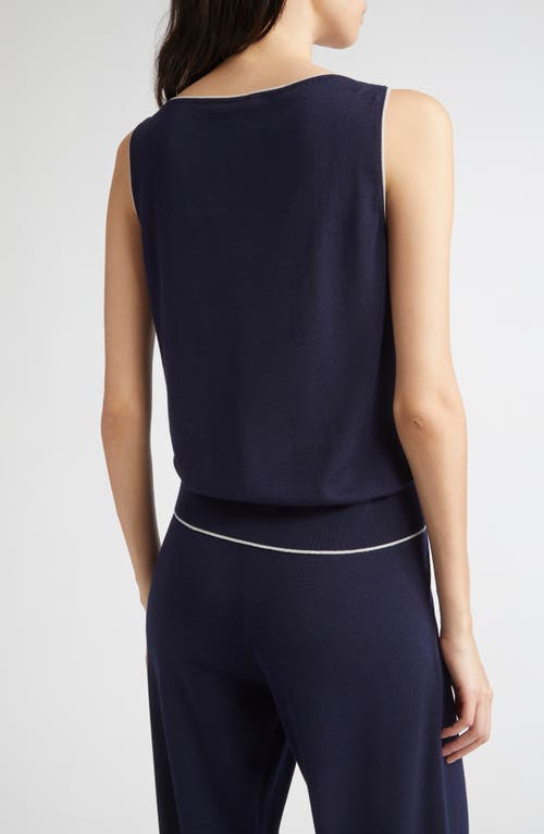 Eleventy Tipped Merino Wool Sweater Tank In Blue