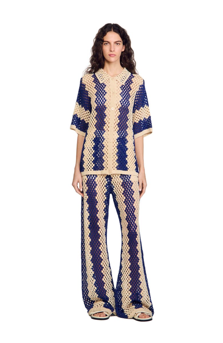 SANDRO Two-tone knit cardigan, Main, color, 