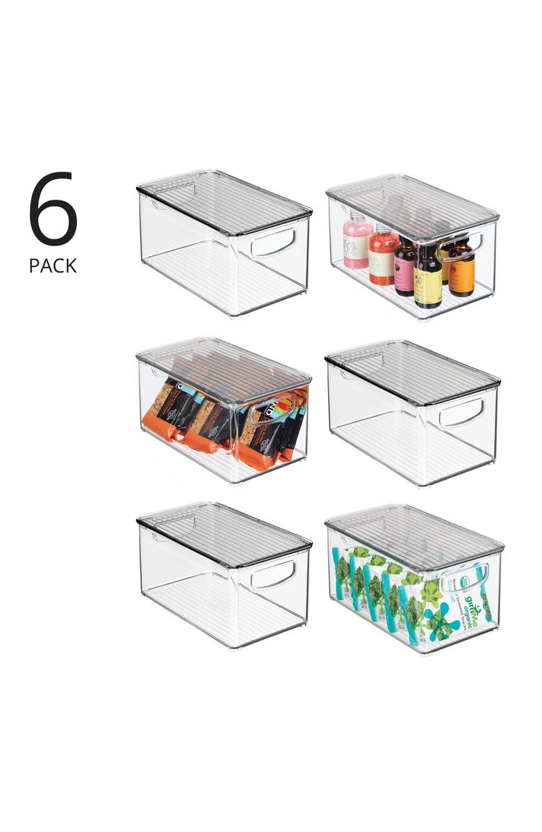 mDesign Plastic Deep Kitchen Storage Bin Box, Lid/Handles, 6 Pack, USA Made, Alternate, color, 