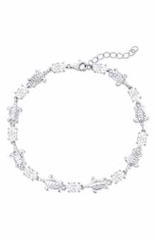 Sterling Silver Oval Cubic Zirconia & Turtle Line Bracelet