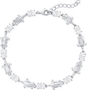 SIMONA Sterling Silver Oval Cubic Zirconia & Turtle Line Bracelet
