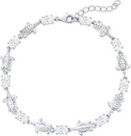 SIMONA Sterling Silver Oval Cubic Zirconia & Turtle Line Bracelet