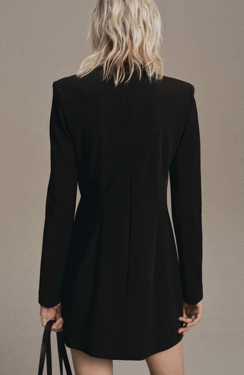 MANGO Drape Neck Long Sleeve Dress, Alternate, color, Black