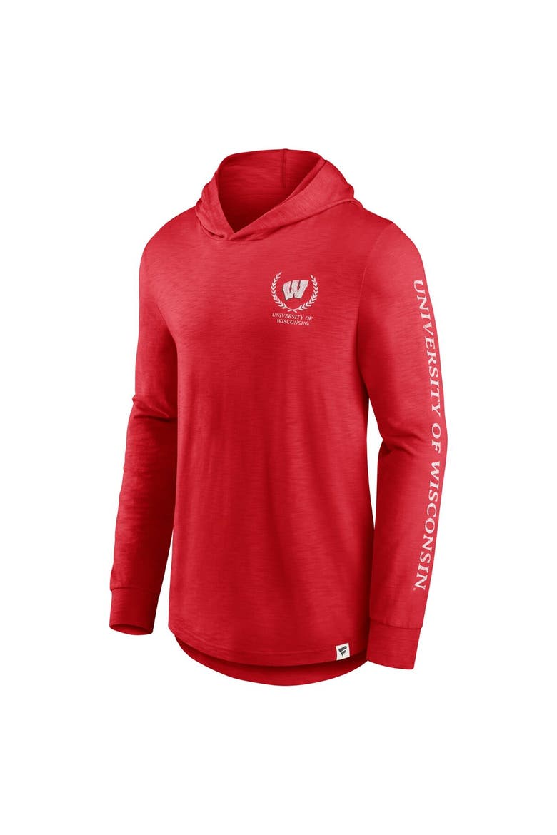 Men's Fanatics Branded Red Wisconsin Badgers Photo Finish Hoodie Long Sleeve T-Shirt, Alternate, color, Red