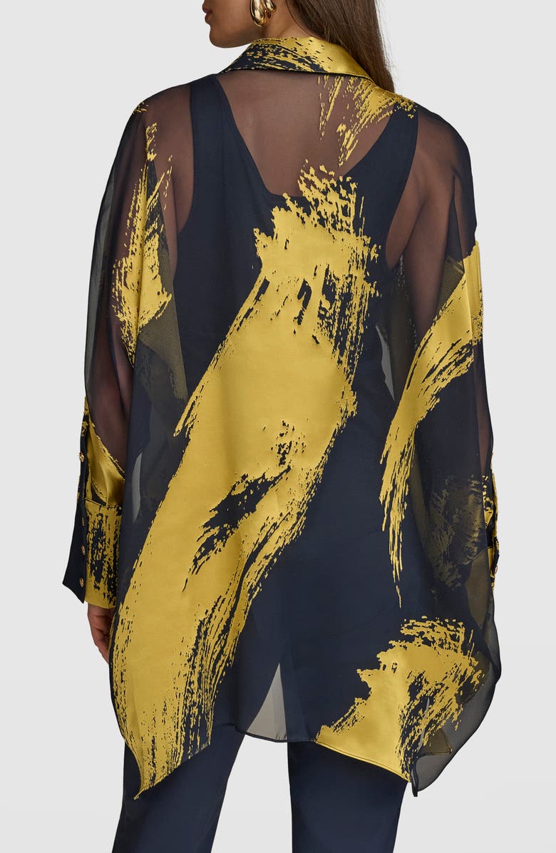 Donna Karan New York Print Collar Tunic Top, Alternate, color,