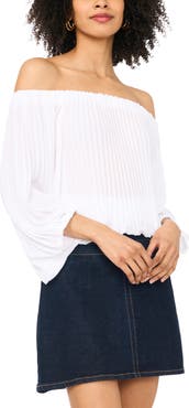 Vince Camuto Pleated Off the Shoulder Top
