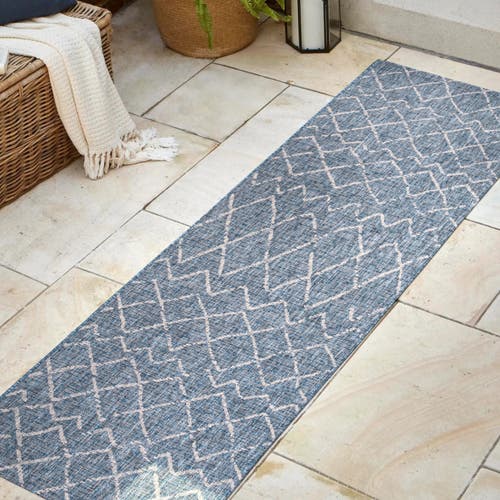 Jonathan Y Madaba Moroccan Trellis Indoor/outdoor Area Rug In Navy/light Gray
