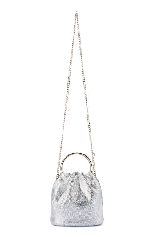 Olga Berg Mabel Crystal Top Handle Clutch In Silver