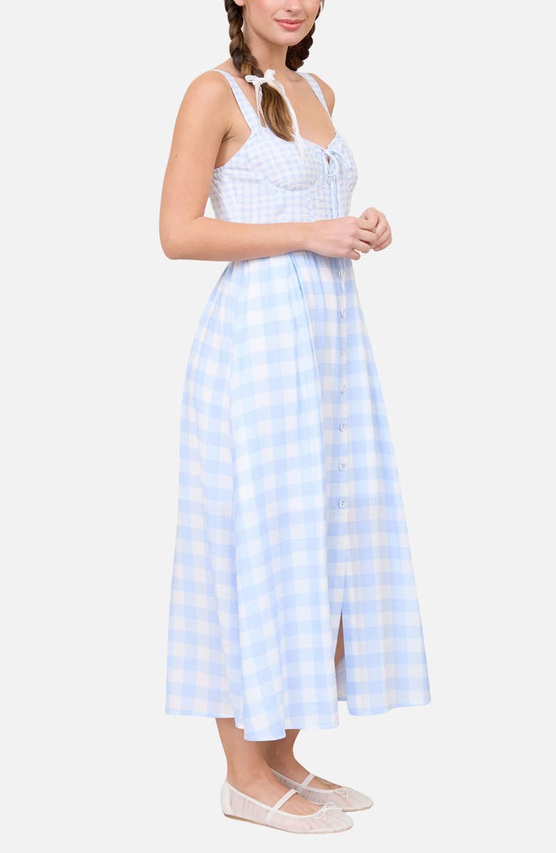Blu Pepper Check Sleeveless Maxi Dress, Alternate, color,