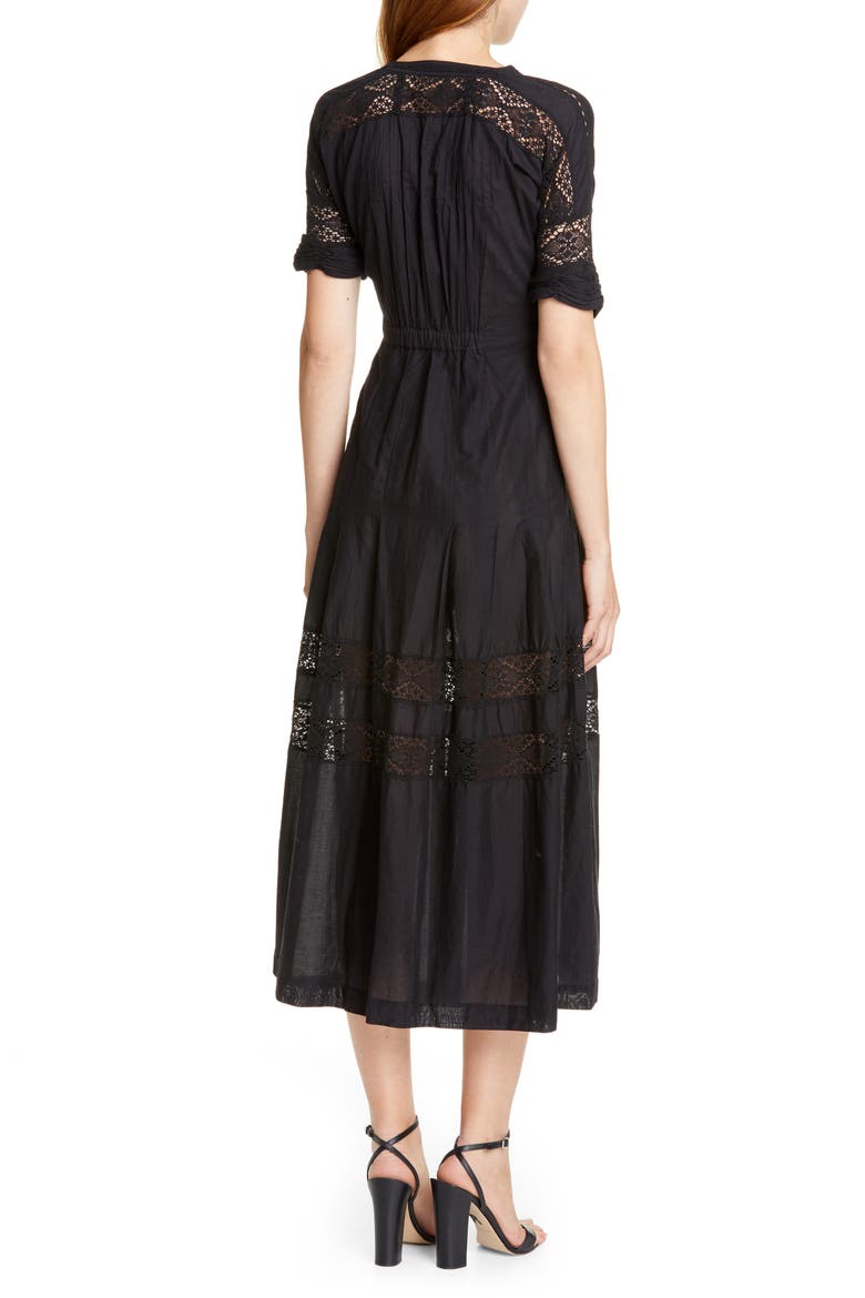 Edie Midi Shirtdress, Alternate, color, BLACK