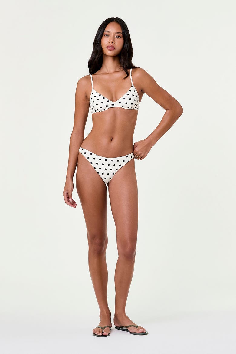 Deniz Underwire Bikini Top, Alternate, color, Ivory / Black Polka Dot