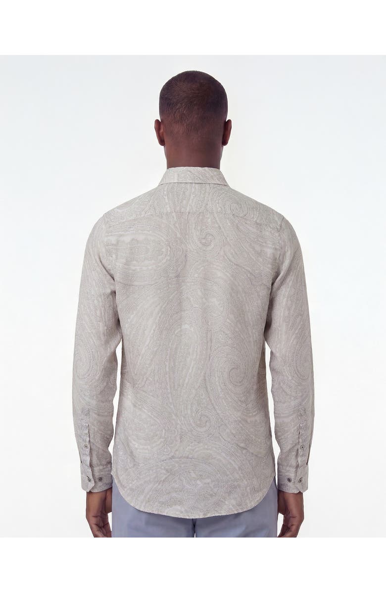 Lords of Harlech Uomo Wild Paisley Oxford Long Sleeve Fine Linen Shirt, Alternate, color, Ivory