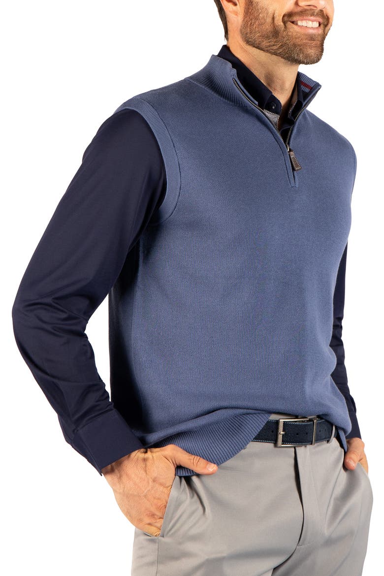Quarter Zip Sweater Vest, Alternate, color, GRAY BLUE