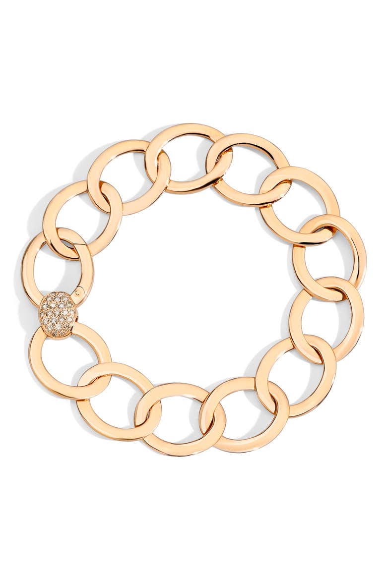 Brera Medium Link Bracelet, Main, color, ROSE GOLD/ BROWN DIAMOND